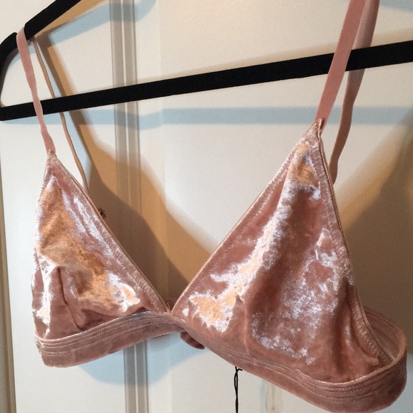 Crushed Pink Velvet Bralette - Picture 2 of 8